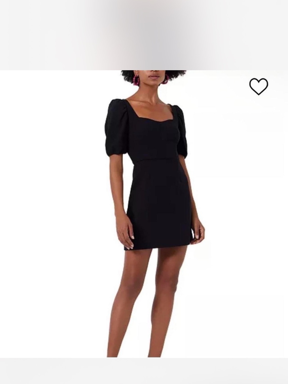 NWT - French Connection Black Square-Neck Puff Sleeve Mini Dress